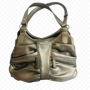 Apt 9 faux leather gold hand bag satchel purse handbag excellent condition
